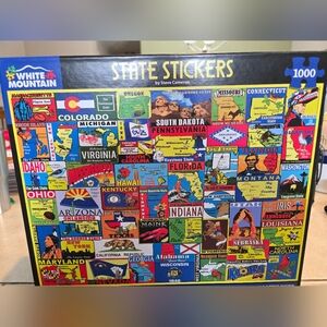 White Mountain State Stickers Puzzle with Bold Colors